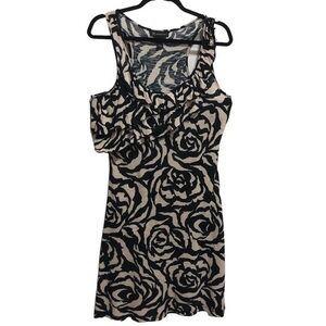 Floral Rose Layered Ruffled Sleeveless Midi Dress